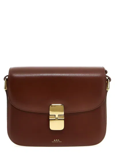 Apc A.p.c. Woman Bordeaux Leather Grace Crossbody Bag In Brown
