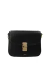 A.p.c. Compact Black Calf Leather Shoulder Bag With Adjustable Strap In Negro