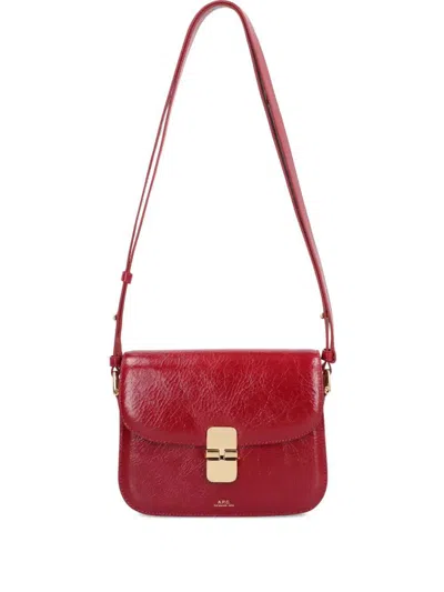 Apc A.p.c. Grace Small In Crinkled Leather Bags In Red