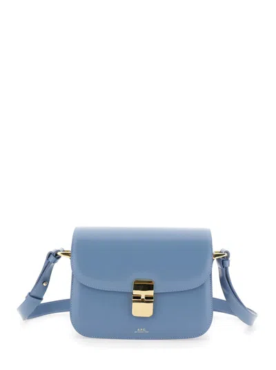 APC A.P.C. GRACE SMALL' LIGHT BLUE SHOULDER BAG WITH FLAP