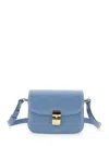 Apc Grace Small Light Blue Shoulder Bag With Flap And Adjustable Shoulder Strap In Leather Woman In Blue