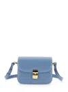 Apc Grace Small Light Blue Shoulder Bag With Flap And Adjustable Shoulder Strap In Leather Woman In Multicolor