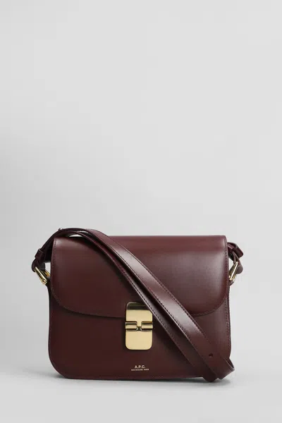 Apc Grace Small Shoulder Bag In Bordeaux Leather In Black