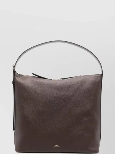 Apc Grained Leather Shoulder Bag With Adjustable Strap