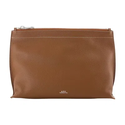 A.p.c. Grained Leather Vanity Wallet In Brown