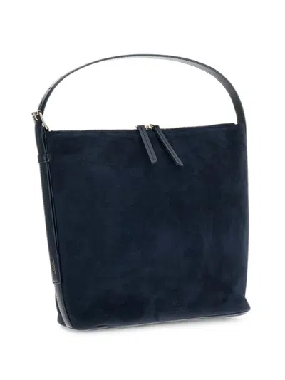 A.p.c. Grained-leather Shoulder Bag In Blue