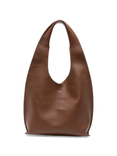 A.p.c. Grained-leather Shoulder Bag In Brown
