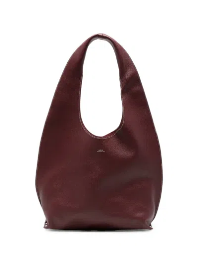 A.p.c. Grainy Leather Shoulder Bag In Burgundy