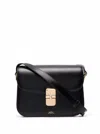 Apc 'grance' Black Small Crossbody Bag Wirh Embossed Logo Lettering On The Front And Adjustable Shoulder