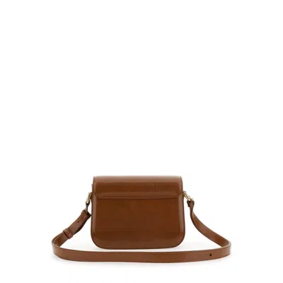 Apc A.p.c. Grance Brown Small Crossbody Bag Wirh Embossed Logo Lettering On The Front And Adjustable Sho
