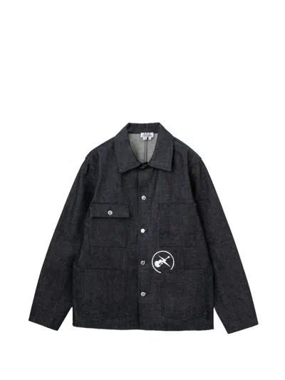 A.p.c. Denim Frgmt Collared Jacket Chest Pockets In Blue