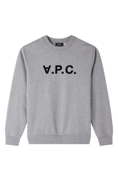 Apc Grand V.p.c. Logo Sweatshirt In Gris Chine / Dark Navy