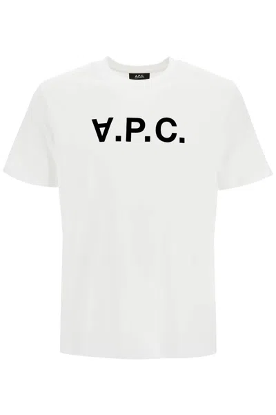 Apc Mens White Flocked Brand-print Cotton-jersey T-shirt