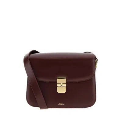 A.p.c. Grape Leather Grace Crossbody Bag Vino Vache Borse A Tracolla In Burgundy