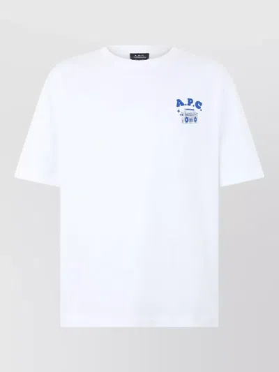 A.p.c. A. P.c. Cotton T-shirt With Stylized Chest Logo In White