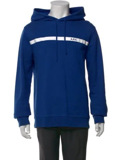 Pre-owned A.p.c. Graphic Print Crew Neck Hoodie In Blue