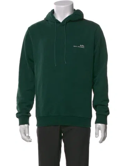 Pre-owned A.p.c. Graphic Print Crew Neck Hoodie In Green