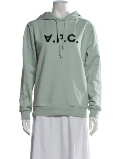 Pre-owned A.p.c. Graphic Print Crew Neck Hoodie In Green