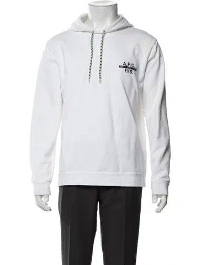 Pre-owned A.p.c. Graphic Print Crew Neck Hoodie In White