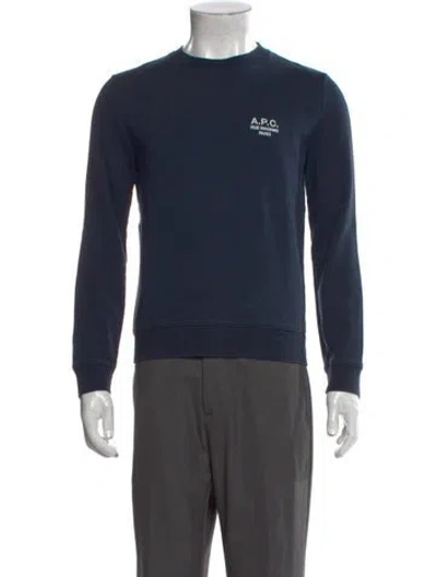 Pre-owned A.p.c. Graphic Print Crew Neck Pullover In Blue