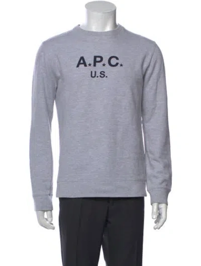 Pre-owned A.p.c. Graphic Print Crew Neck Pullover In Blue