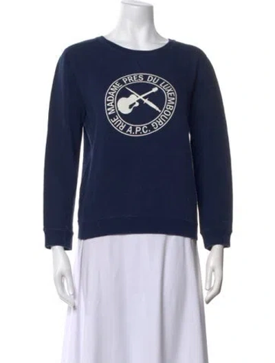 Pre-owned A.p.c. Graphic Print Crew Neck Sweater In Blue