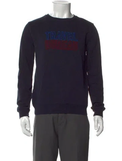 Pre-owned A.p.c. Graphic Print Crew Neck Sweatshirt In Blue