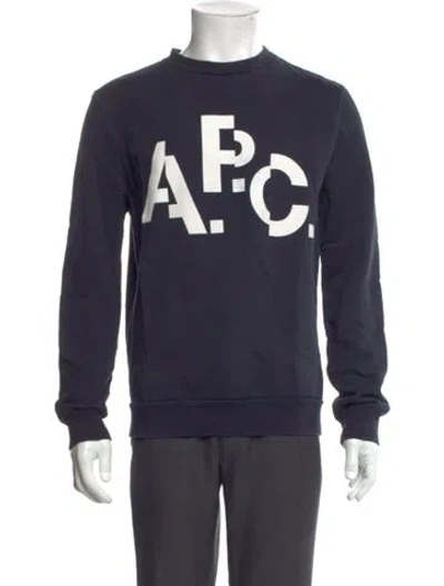 Pre-owned Apc Graphic Print Crew Neck Sweatshirt In Blue