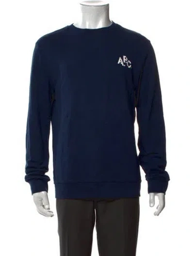 Pre-owned A.p.c. Graphic Print Crew Neck Sweatshirt In Blue