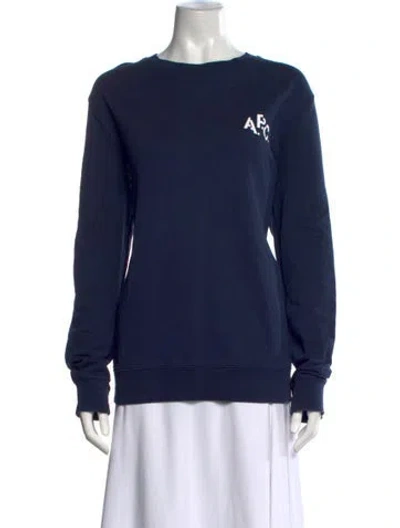 Pre-owned A.p.c. Graphic Print Crew Neck Sweatshirt In Blue