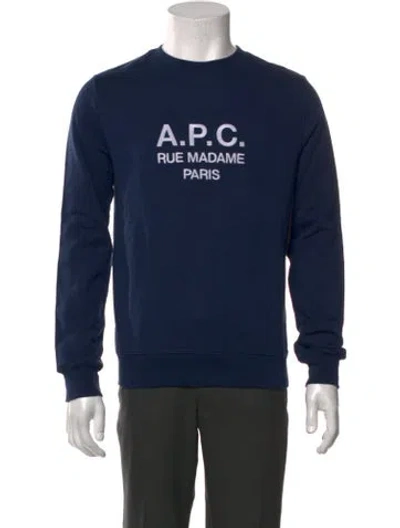 Pre-owned A.p.c. Graphic Print Crew Neck Sweatshirt In Blue