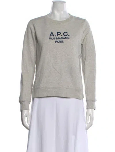 Pre-owned A.p.c. Graphic Print Crew Neck Sweatshirt In Gray