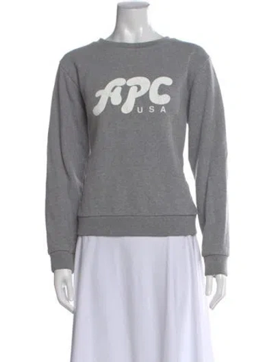 Pre-owned A.p.c. Graphic Print Crew Neck Sweatshirt In Gray