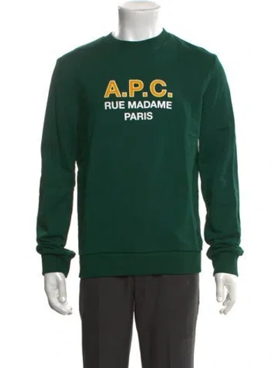 Pre-owned A.p.c. Graphic Print Crew Neck Sweatshirt In Green