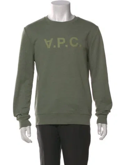 Pre-owned A.p.c. Graphic Print Crew Neck Sweatshirt In Green