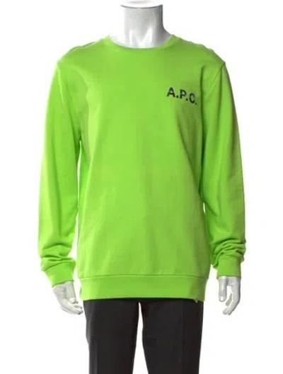 Pre-owned A.p.c. Graphic Print Crew Neck Sweatshirt In Green