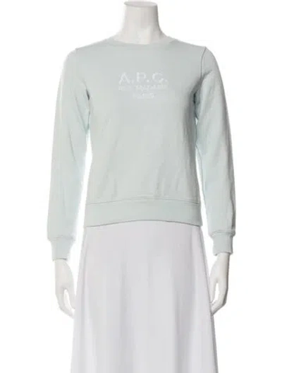 Pre-owned A.p.c. Graphic Print Crew Neck Sweatshirt In Green