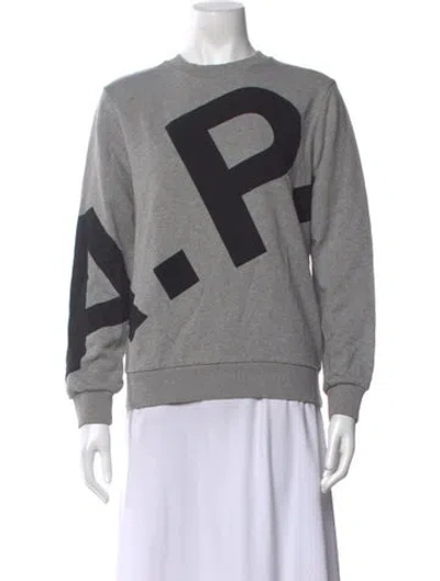 Pre-owned A.p.c. Graphic Print Crew Neck Sweatshirt In Grey