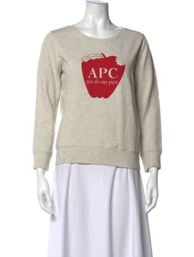 Pre-owned A.p.c. Graphic Print Crew Neck Sweatshirt In Neutrals