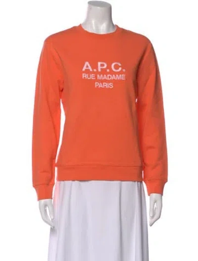 Pre-owned Apc Graphic Print Crew Neck Sweatshirt In Orange