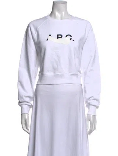 Pre-owned A.p.c. Graphic Print Crew Neck Sweatshirt In White