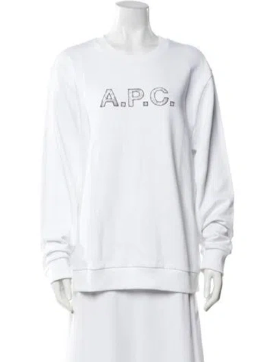 Pre-owned A.p.c. Graphic Print Crew Neck Sweatshirt In White