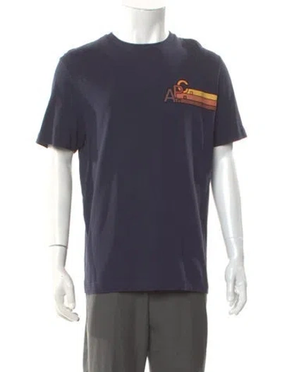 Pre-owned A.p.c. Graphic Print Crew Neck T-shirt In Blue