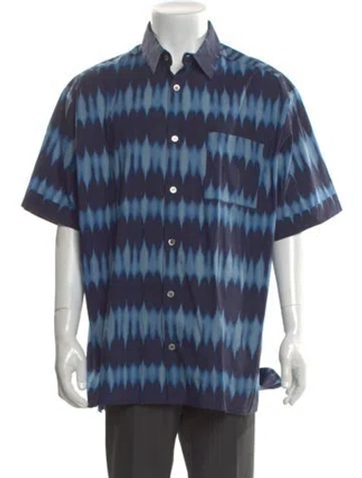 Pre-owned A.p.c. Graphic Print Short Sleeve Shirt In Blue