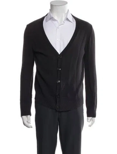 Pre-owned A.p.c. Graphic Print V-neck Cardigan In Black