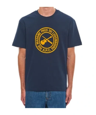 Apc A.p.c. Graphic Printed Crewneck T-shirt In Blue