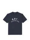 A.p.c. Cotton Crew Neck Short Sleeve T-shirt In Blue