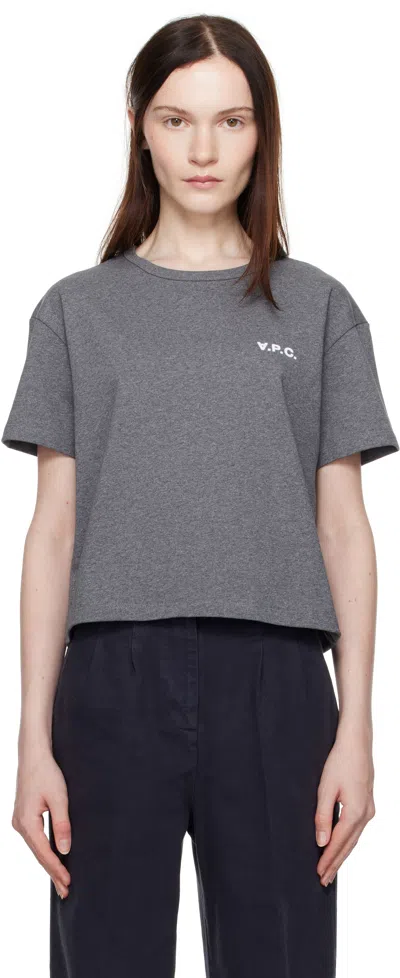 Apc Gray Boxy Petit 'vpc' T-shirt In Tpr Heathered Anthra