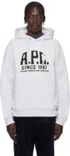 Apc Gray Print Label Hoodie In Pla Heather Grey
