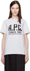 Apc Gray Print Label T-shirt In Pla Heather Grey